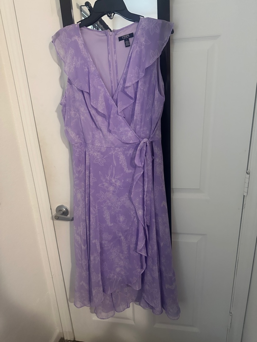 Chaps Lilac Floral Wrap Midi Dress